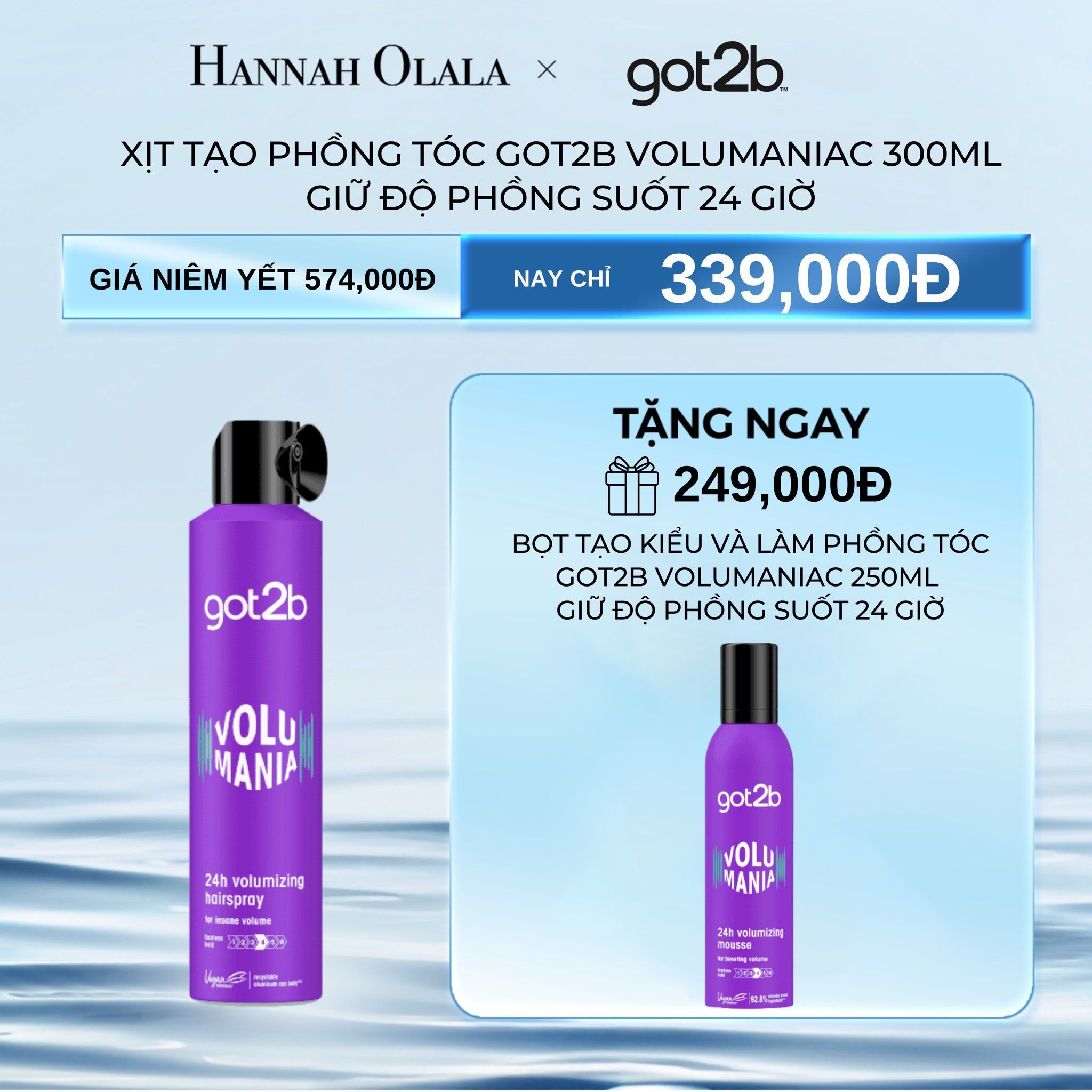  DEAL 7: [MUA 1 TẶNG 1] XỊT PHỒNG TÓC VOLUMANIAC 24H TẶNG 1 BỌT TẠO KIỂU VÀ BẢO VỆ TÓC TRƯỚC NHIỆT ĐỘ CAO 