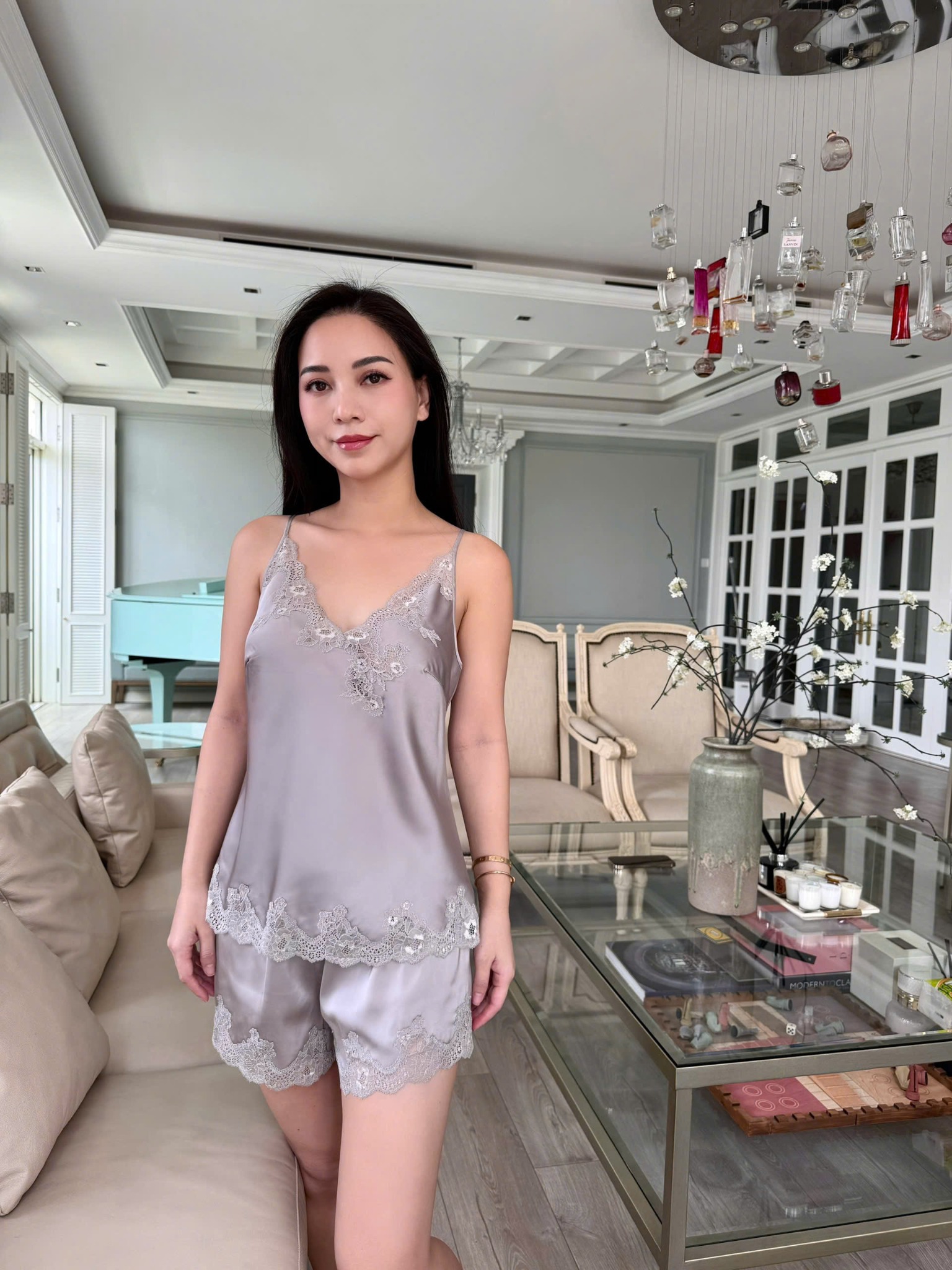 DEAL 3: ĐỒ NGỦ NGẮN LỤA - MÀU XÁM – Hannah Olala