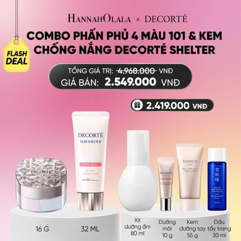  DEAL 9: COMBO PHẤN PHỦ 4 MÀU 101 & KEM CHỐNG NẮNG DECORTÉ SHELTER_ A1817 