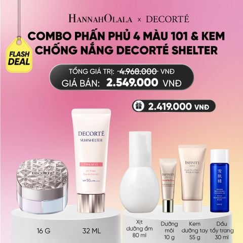  DEAL 9: COMBO PHẤN PHỦ 4 MÀU 101 & KEM CHỐNG NẮNG DECORTÉ SHELTER_ A1817 