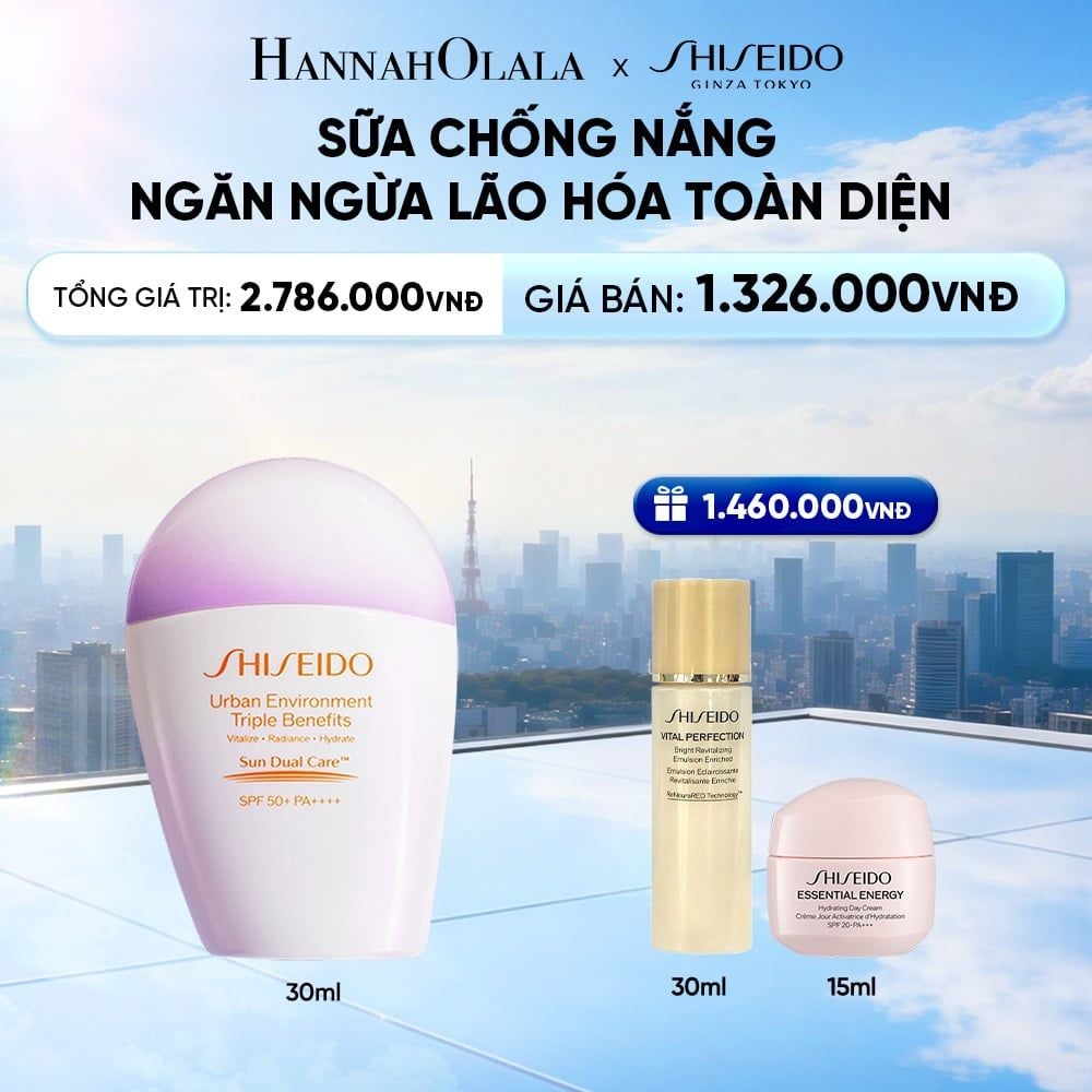  SỮA CHỐNG NẮNG DƯỠNG DA SHISEIDO GSC URBAN ENVIRONMENT TRIPLE BEAUTY SUNCARE EMULSION SPF50+ PA++++ 30ML - DEAL 6 