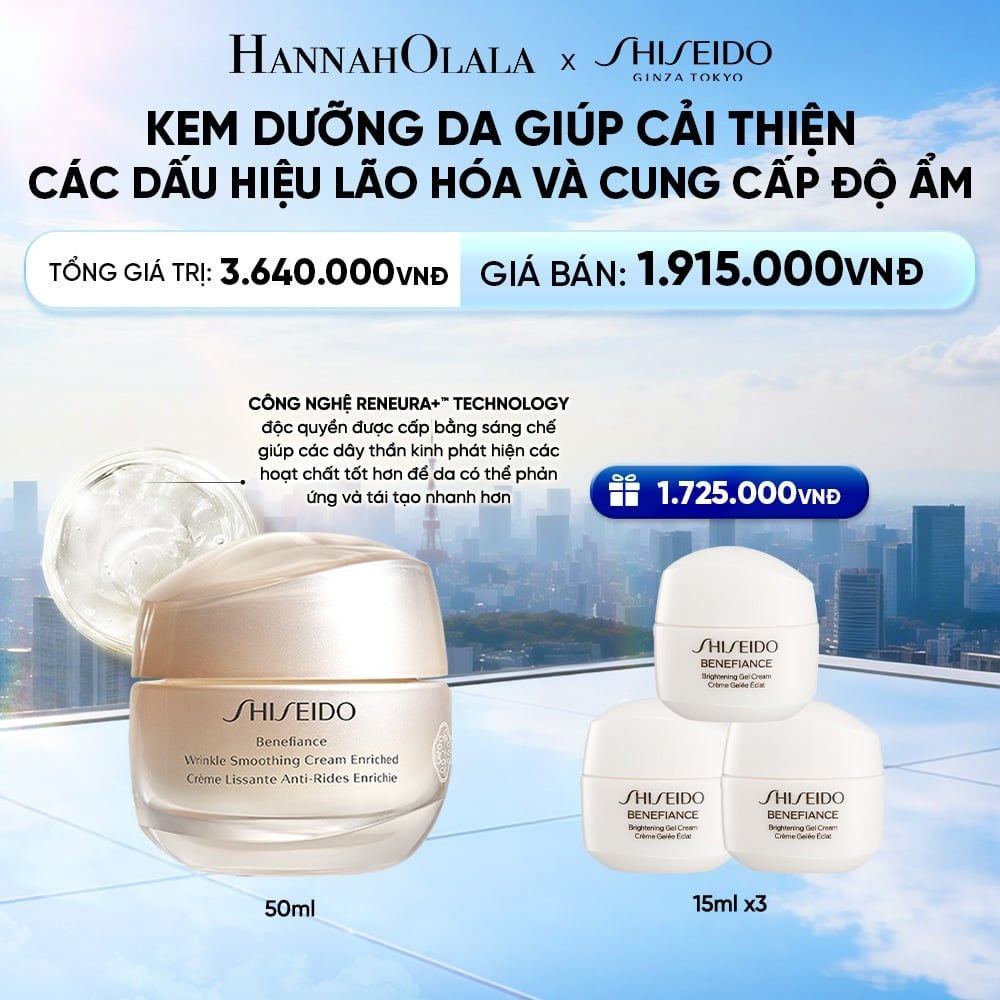  KEM DƯỠNG DA CHỐNG LÃO HÓA GIÀU ẨM SHISEIDO BENEFIANCE WRINKLE SMOOTHING CREAM ENRICHED 50ML - DEAL 8 