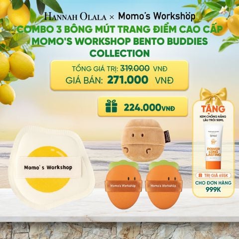  COMBO 3 BÔNG MÚT TRANG ĐIỂM CAO CẤP MOMO'S WORKSHOP BENTO BUDDIES COLLECTION 