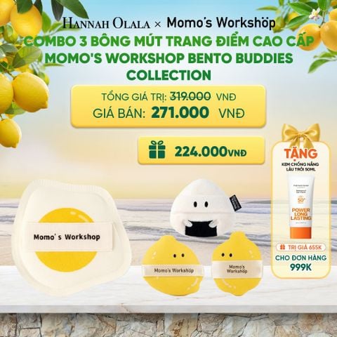  COMBO 3 BÔNG MÚT TRANG ĐIỂM CAO CẤP MOMO'S WORKSHOP BENTO BUDDIES COLLECTION 