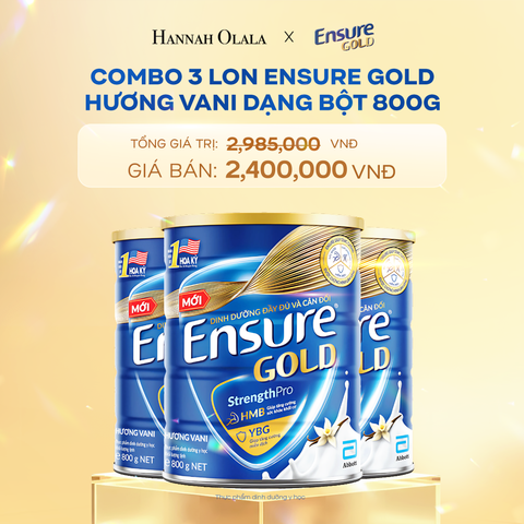  DEAL 7: COMBO 3 LON ENSURE GOLD DẠNG BỘT 800G (VANI) 