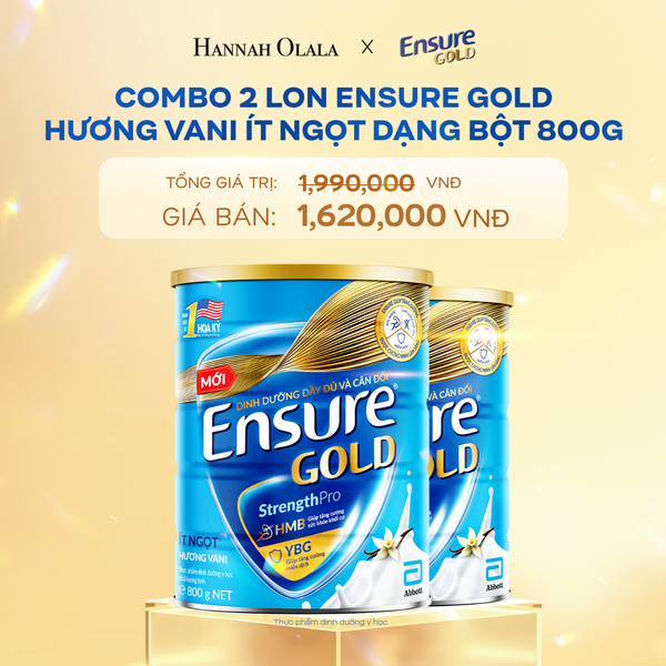  C173_DEAL 5: COMBO 2 LON ENSURE GOLD DẠNG BỘT 800G (VANI ÍT NGỌT) 
