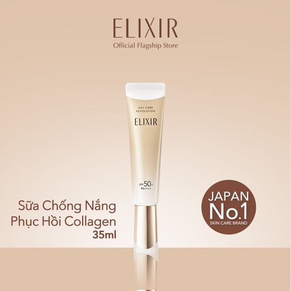  A46: DEAL 12: SỮA CHỐNG NẮNG PHỤC HỒI COLLAGEN TỪ CẤP ĐỘ TẾ BÀO ELIXIR DAY CARE REVOLUTION SPF50+ 35ML 