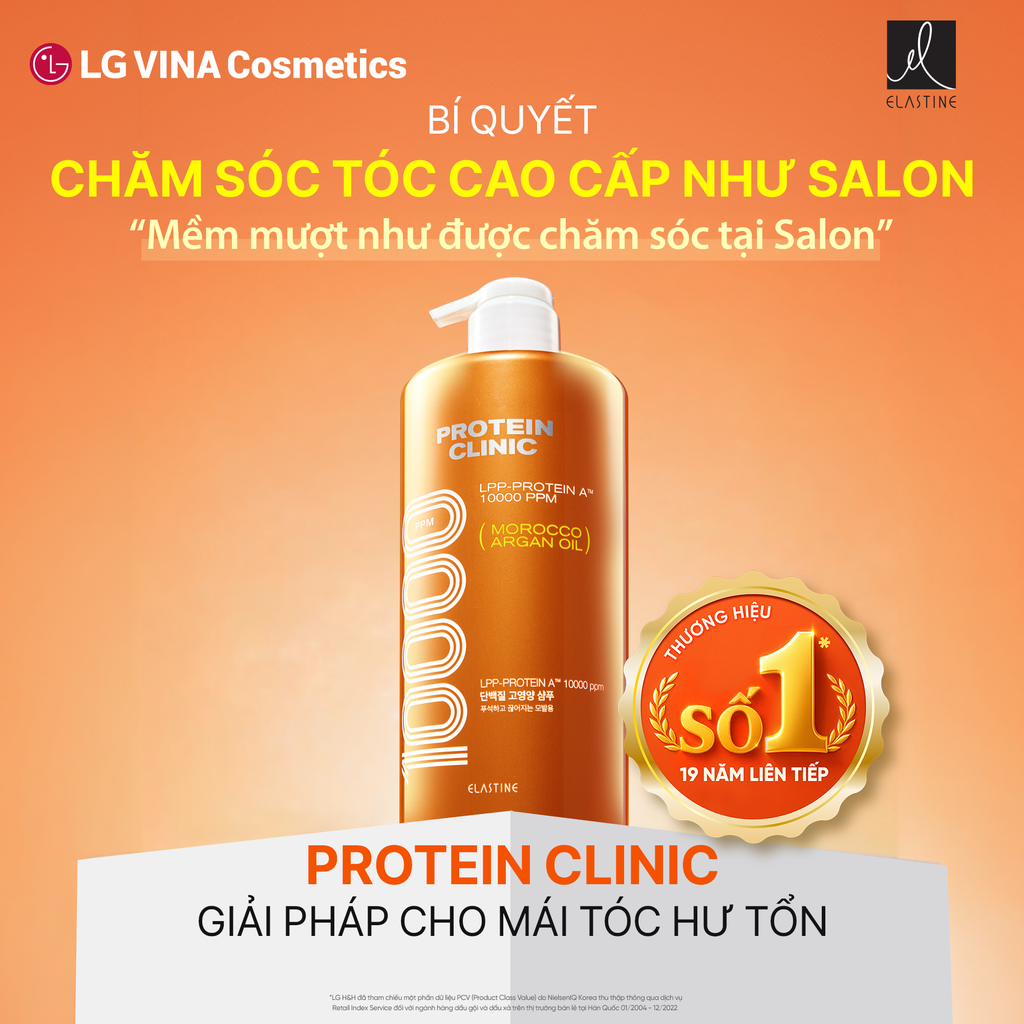 [MỚI RA MẮT] COMBO 02 DẦU GỘI DƯỠNG TÓC MỀM MƯỢT ELASTINE PROTEIN CLINIC 10000 1000ML - A2051 