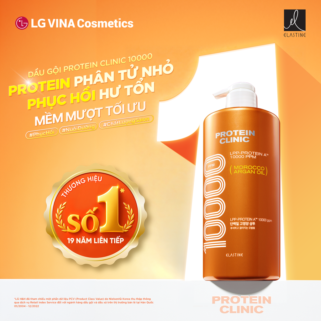  [MỚI RA MẮT] COMBO GỘI XẢ DƯỠNG TÓC MỀM MƯỢT ELASTINE PROTEIN CLINIC 10000 1000ML - A1445 