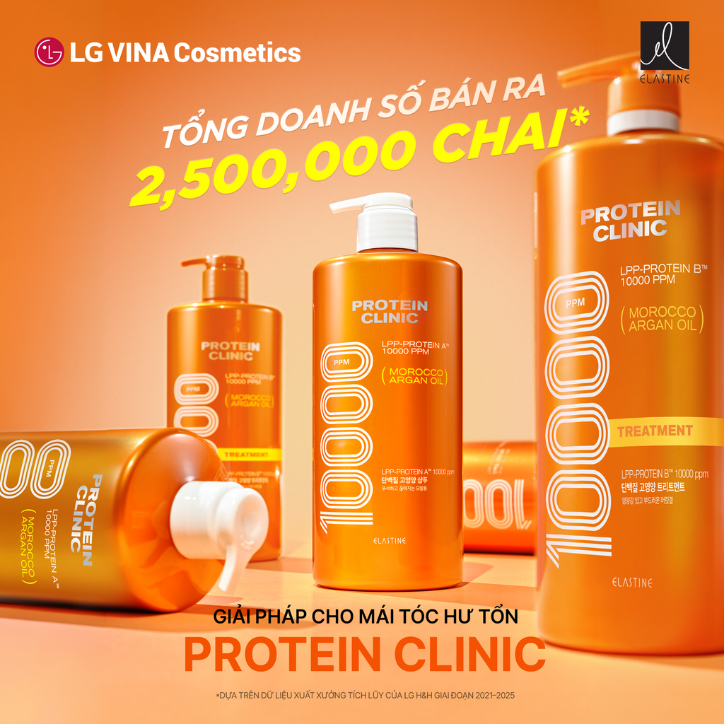  [MỚI RA MẮT] COMBO GỘI XẢ DƯỠNG TÓC MỀM MƯỢT ELASTINE PROTEIN CLINIC 10000 1000ML - A1445 