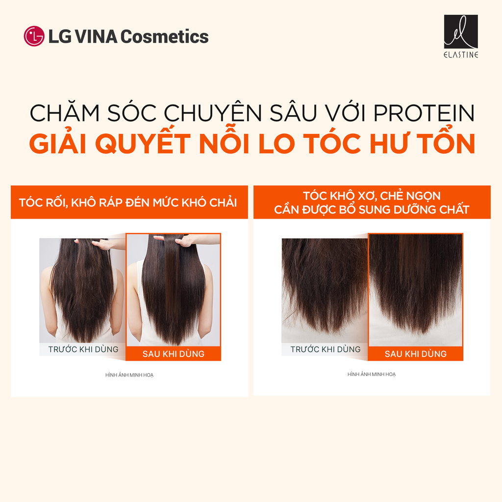  [MỚI RA MẮT] COMBO GỘI XẢ DƯỠNG TÓC MỀM MƯỢT ELASTINE PROTEIN CLINIC 10000 1000ML - A1445 