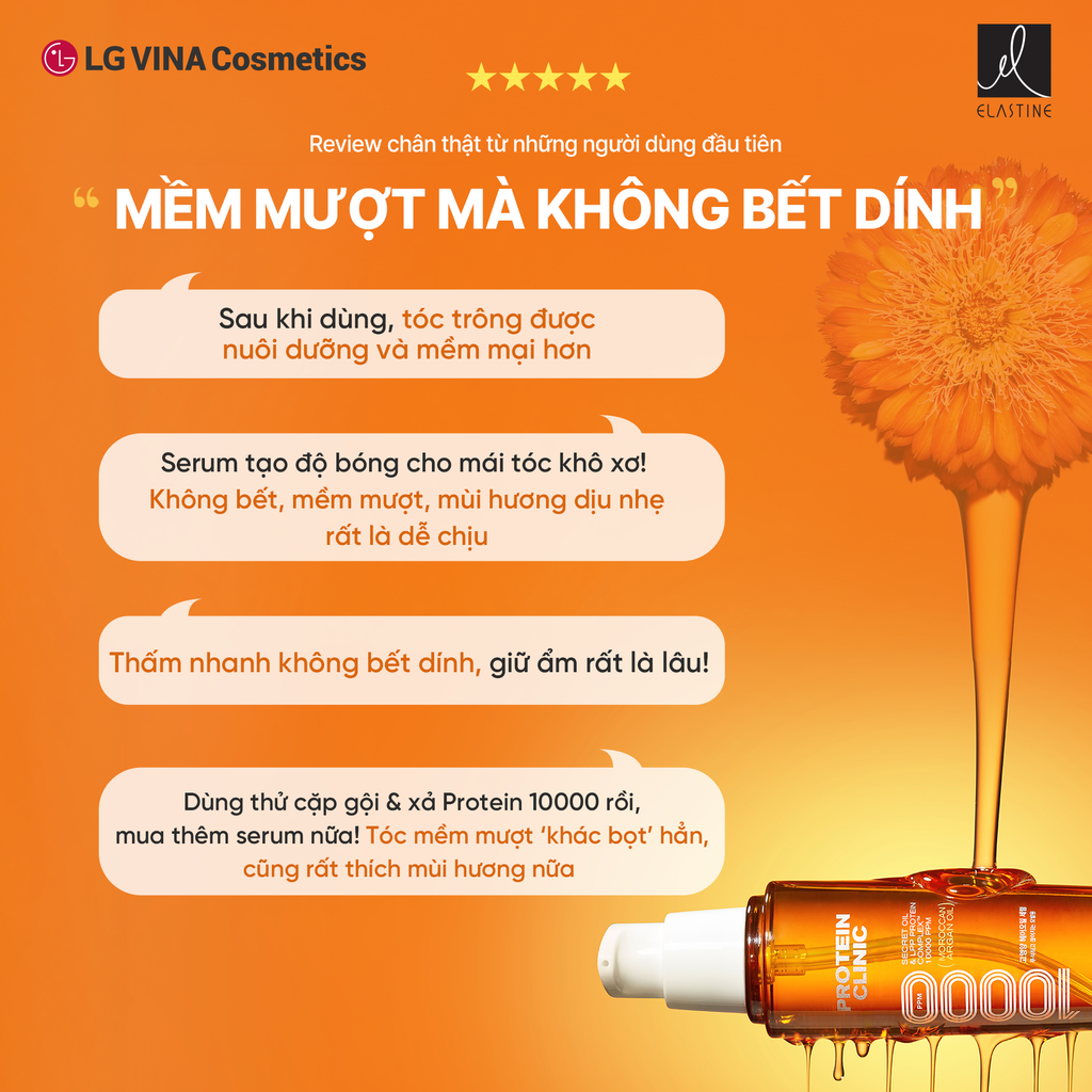  [MỚI RA MẮT] TINH CHẤT DƯỠNG TÓC MÊM MƯỢT ELASTINE PROTEIN CLINIC SERUM 10000 95ML - A1444 
