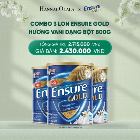  DEAL 10: COMBO 3 LON ENSURE GOLD HƯƠNG VANI DẠNG BỘT 800G 