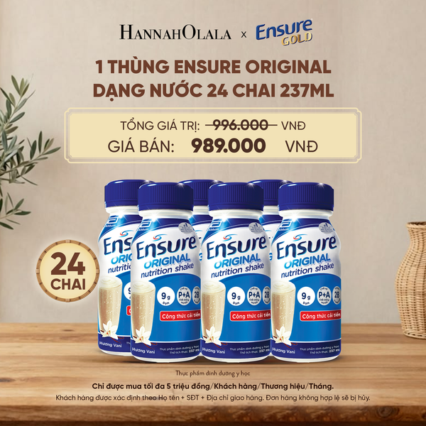  1 THÙNG ENSURE ORIGINAL DẠNG NƯỚC 24 CHAI 237ML DEAL 11: - D5 