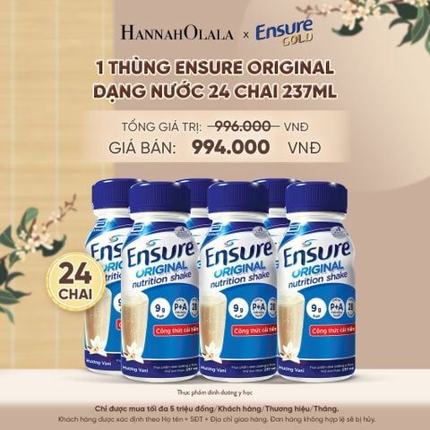  1 THÙNG ENSURE ORIGINAL DẠNG NƯỚC 24 CHAI 237ML DEAL 11: - A737 