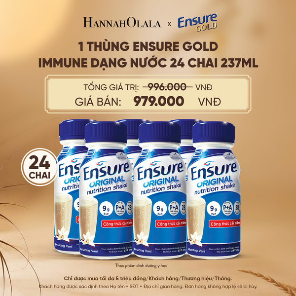  1 THÙNG ENSURE GOLD IMMUNE DẠNG NƯỚC 24 CHAI 237ML DEAL 11: - E146 