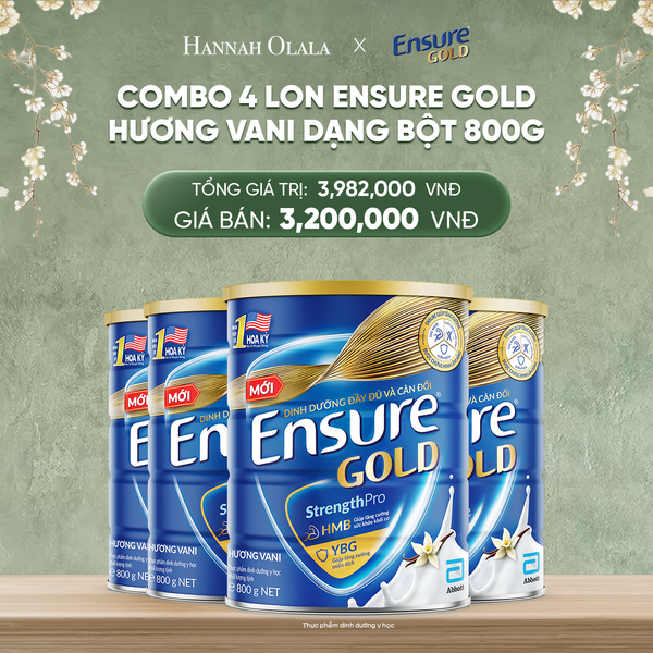  D666_DEAL 12: COMBO 4 LON ENSURE GOLD HƯƠNG VANI DẠNG BỘT 800G 