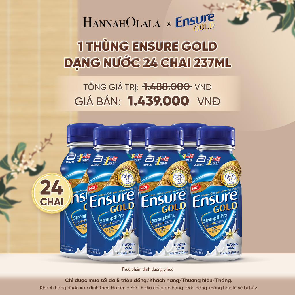  1 THÙNG ENSURE GOLD DẠNG NƯỚC 24 CHAI 237ML DEAL 12: - A739 