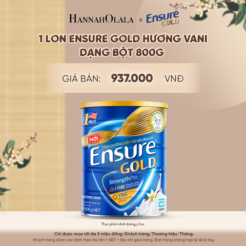  1 LON ENSURE GOLD HƯƠNG VANI DẠNG BỘT 800G DEAL 1: - A733 