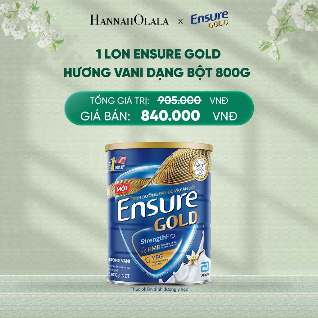  DEAL 1: 1 LON ENSURE GOLD HƯƠNG VANI DẠNG BỘT 800G 