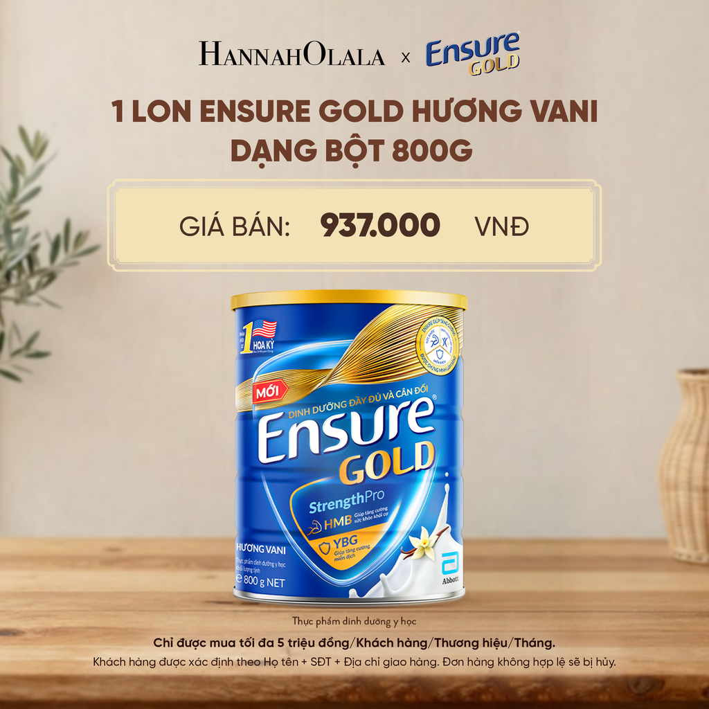  1 LON ENSURE GOLD HƯƠNG VANI DẠNG BỘT 800G DEAL 1: - D1 
