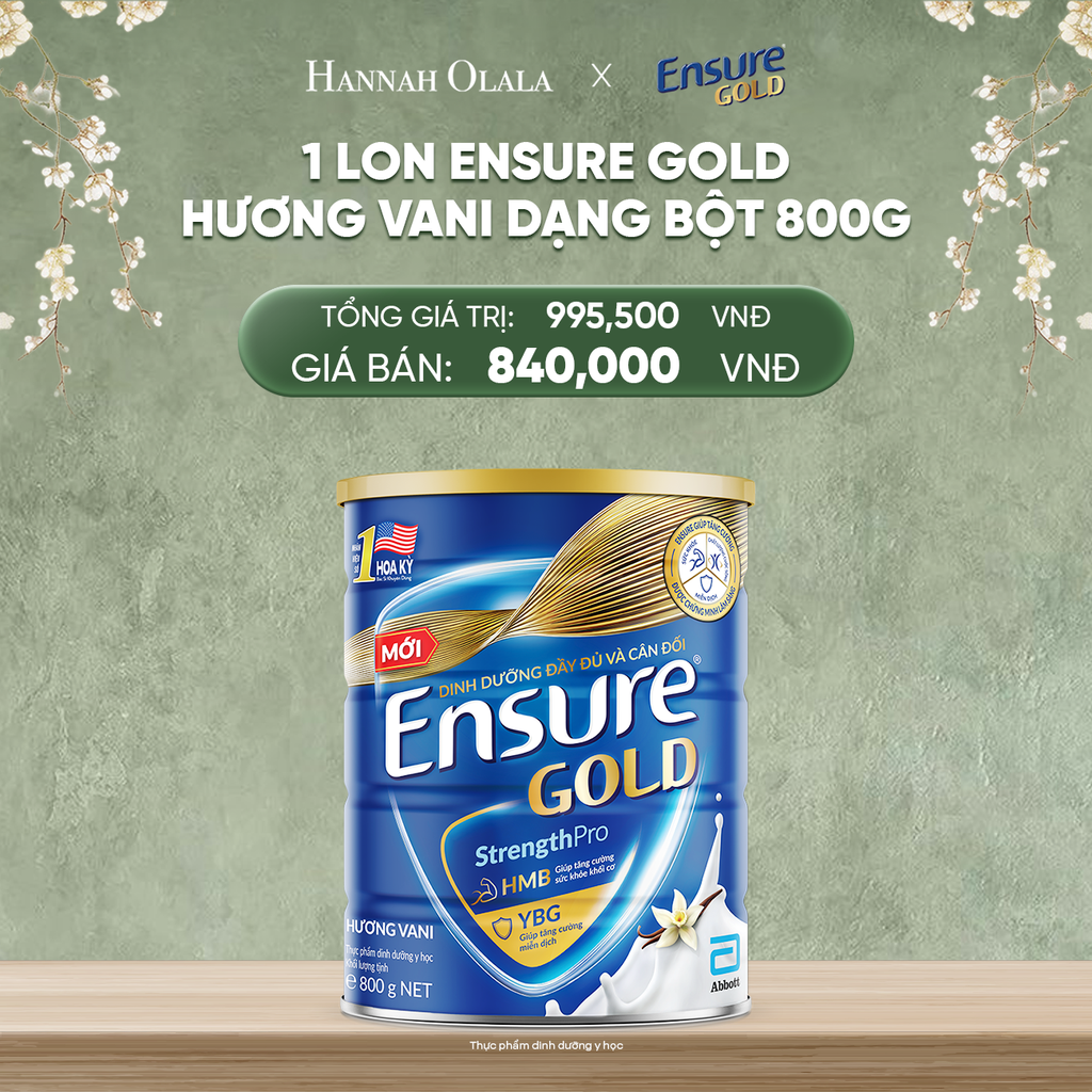  DEAL 1: 1 LON ENSURE GOLD HƯƠNG VANI DẠNG BỘT 800G 