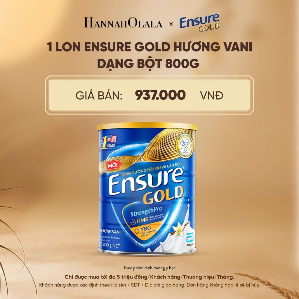  1 LON ENSURE GOLD HƯƠNG VANI DẠNG BỘT 800G DEAL 1: - E73 