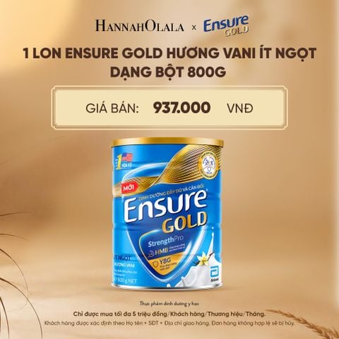  1 LON ENSURE GOLD HƯƠNG VANI ÍT NGỌT DẠNG BỘT 800G DEAL 2: - E81 