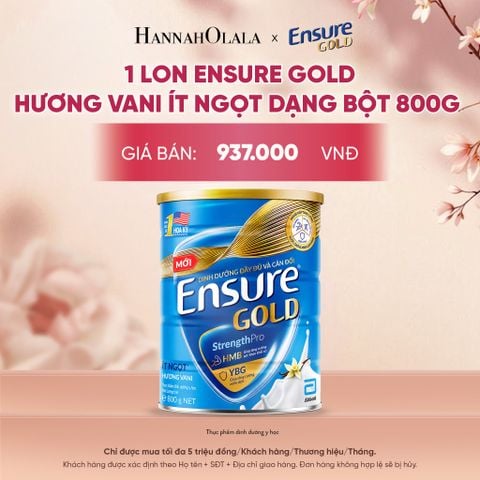  1 LON ENSURE GOLD HƯƠNG VANI ÍT NGỌT DẠNG BỘT 800G DEAL 2: - A2046 