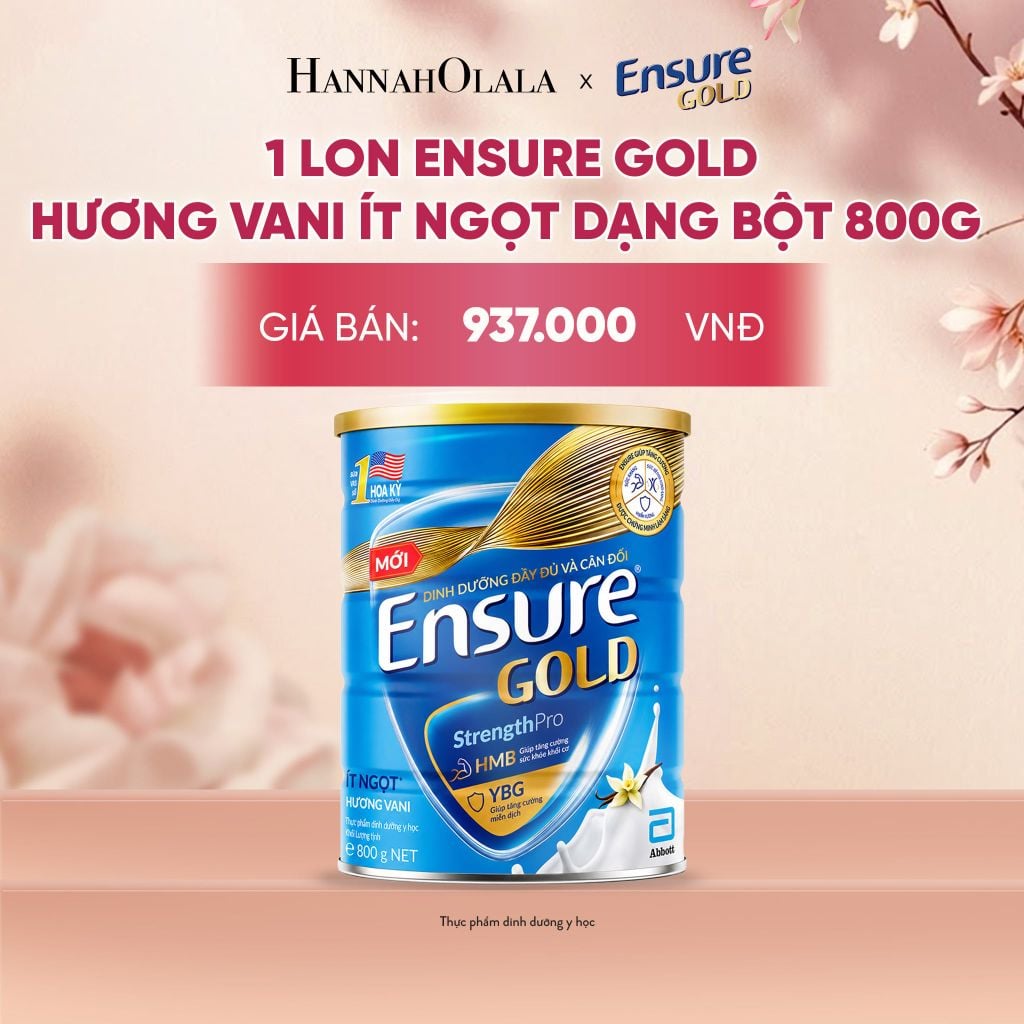  1 LON ENSURE GOLD HƯƠNG VANI ÍT NGỌT DẠNG BỘT 800G DEAL 2: - A2046 