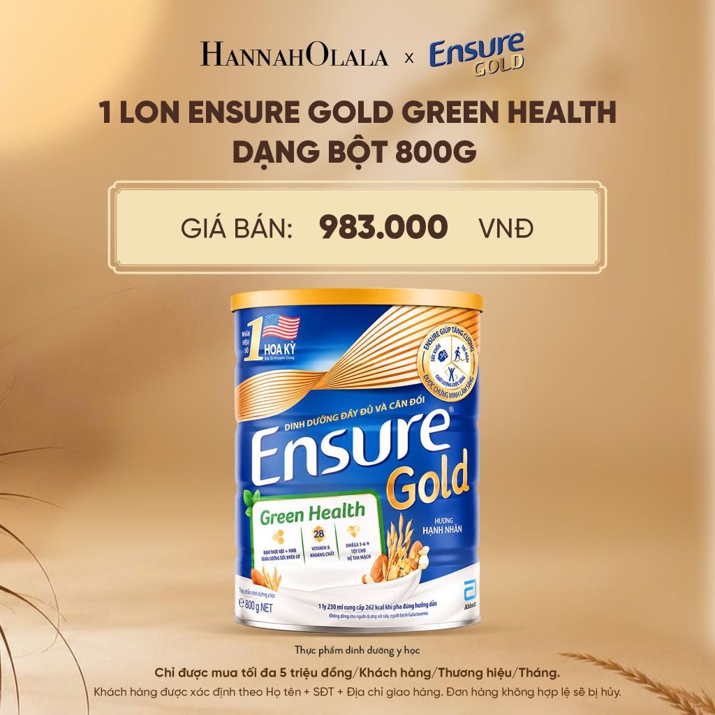  1 LON ENSURE GOLD GREEN HEALTH DẠNG BỘT 800G DEAL 3: - E149 