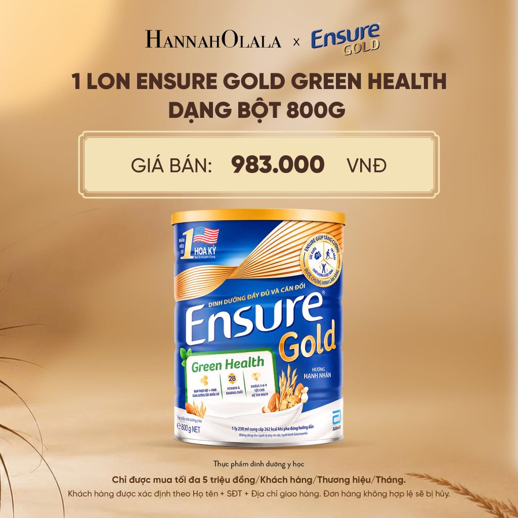  1 LON ENSURE GOLD GREEN HEALTH DẠNG BỘT 800G DEAL 3: - E83 