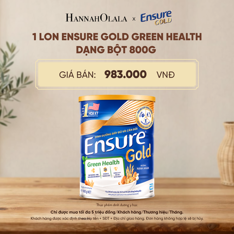  1 LON ENSURE GOLD GREEN HEALTH DẠNG BỘT 800G DEAL 3: - D11 