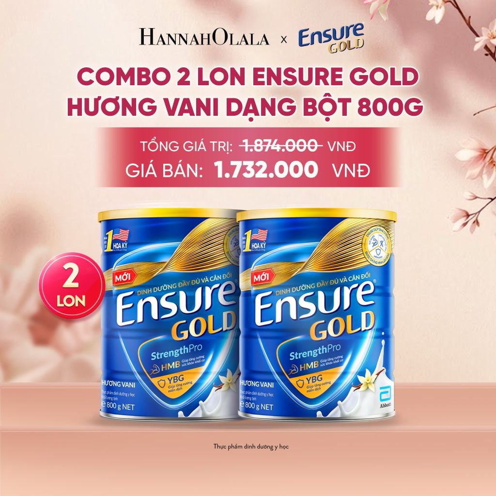  COMBO 2 LON ENSURE GOLD HƯƠNG VANI DẠNG BỘT 800G DEAL 4: - A1892 