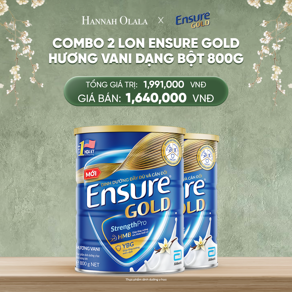  DEAL 4: COMBO 2 LON ENSURE GOLD HƯƠNG VANI DẠNG BỘT 800G 