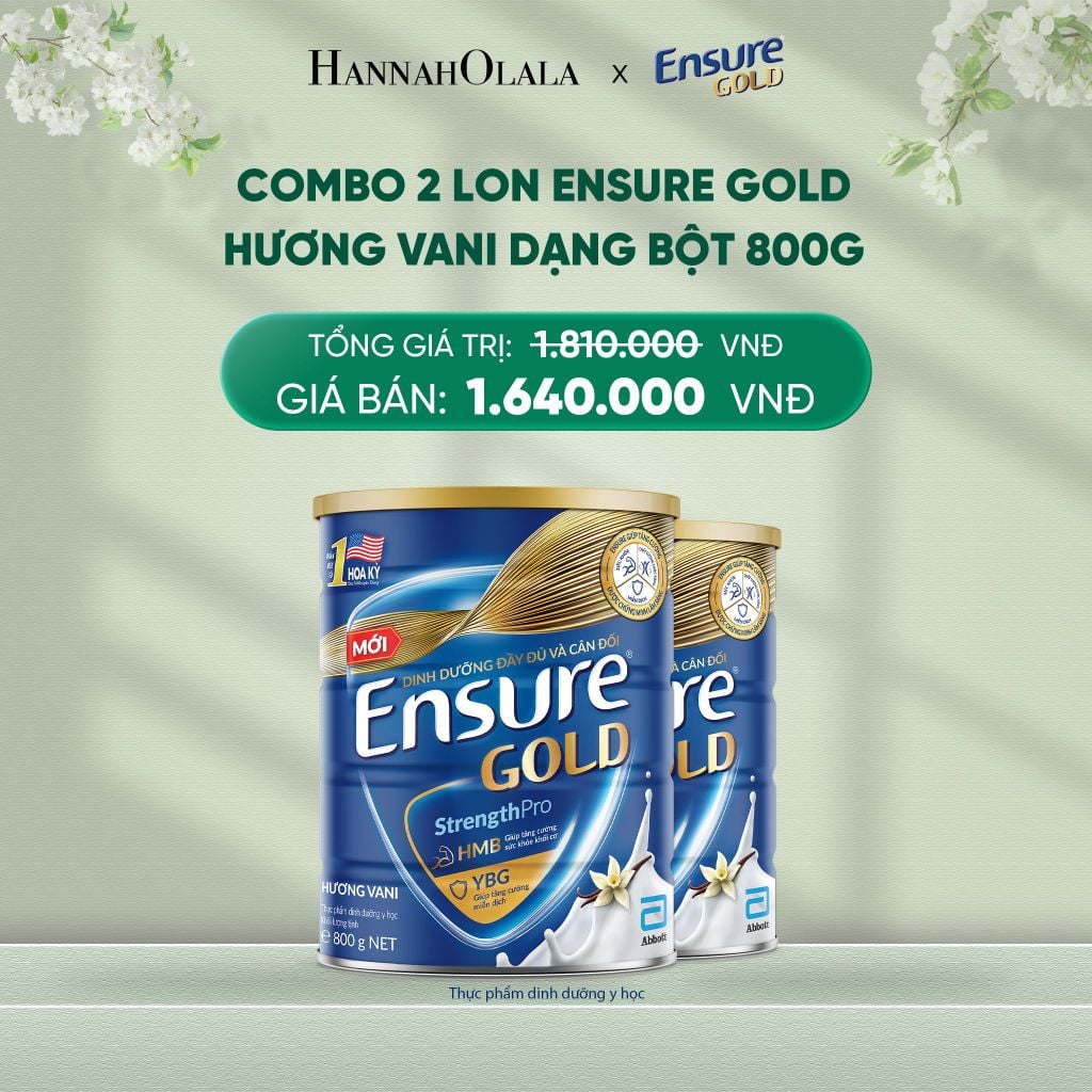  DEAL 4: COMBO 2 LON ENSURE GOLD HƯƠNG VANI DẠNG BỘT 800G 