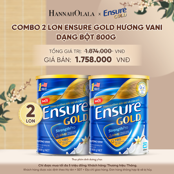  COMBO 2 LON ENSURE GOLD HƯƠNG VANI DẠNG BỘT 800G DEAL 4: - A745 