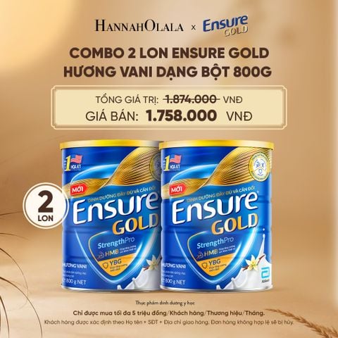  COMBO 2 LON ENSURE GOLD HƯƠNG VANI DẠNG BỘT 800G DEAL 4: - E85 