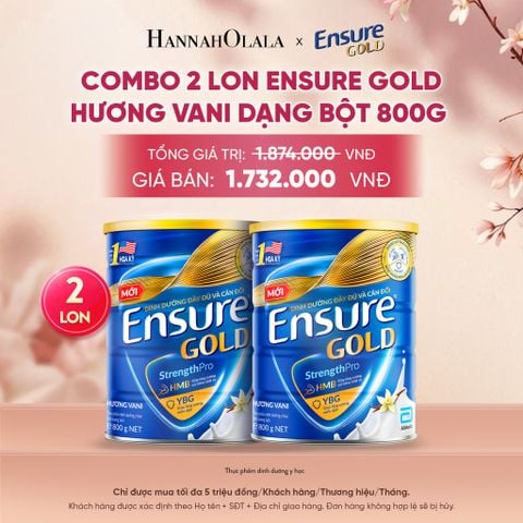  COMBO 2 LON ENSURE GOLD HƯƠNG VANI DẠNG BỘT 800G DEAL 4: - A1892 