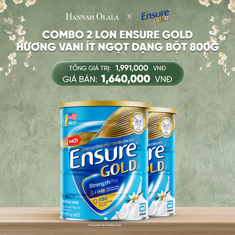  DEAL 5: COMBO 2 LON ENSURE GOLD HƯƠNG VANI ÍT NGỌT DẠNG BỘT 800G 