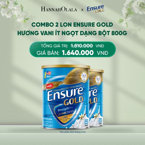  DEAL 5: COMBO 2 LON ENSURE GOLD HƯƠNG VANI ÍT NGỌT DẠNG BỘT 800G 