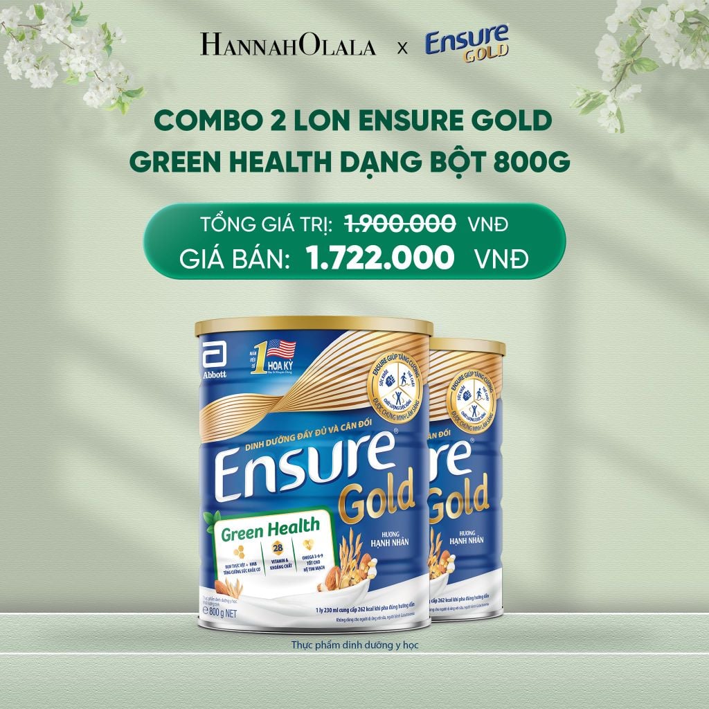  DEAL 6: COMBO 2 LON ENSURE GOLD GREEN HEALTH DẠNG BỘT 800G 