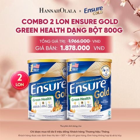  COMBO 2 LON ENSURE GOLD GREEN HEALTH DẠNG BỘT 800G DEAL 6: - A2047 