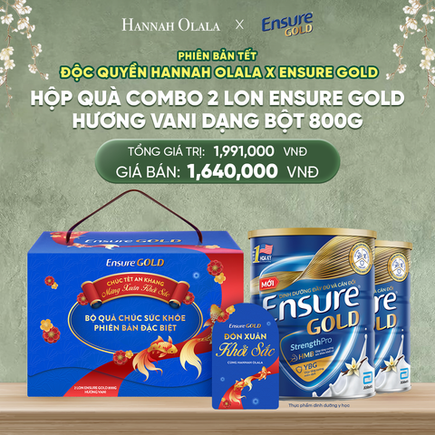  DEAL 7: PHIÊN BẢN TẾT ĐỘC QUYỀN HANNAH OLALA x ENSURE GOLD_HỘP QUÀ COMBO 2 LON ENSURE GOLD DẠNG BỘT 800G (VANI) 