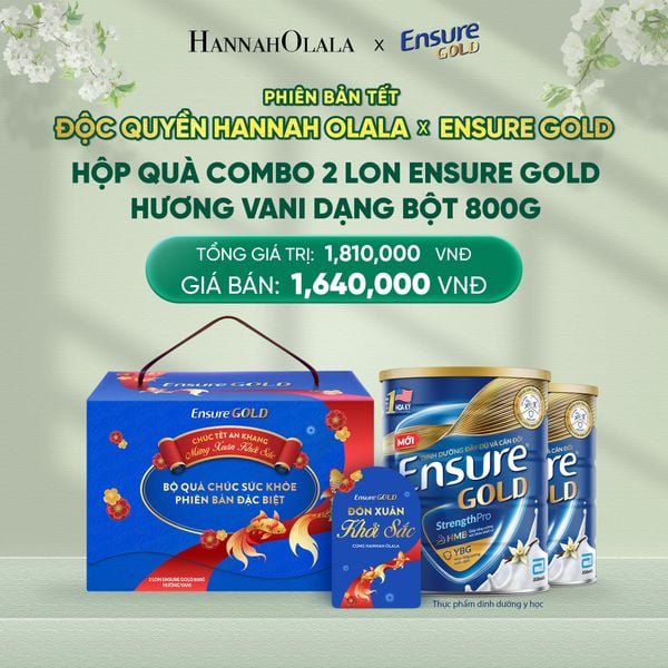  DEAL 7: [GIAO HÀNG TỪ 01/02/2026] PHIÊN BẢN TẾT ĐỘC QUYỀN HANNAH OLALA x ENSURE GOLD_HỘP QUÀ COMBO 2 LON ENSURE GOLD DẠNG BỘT 800G (VANI) 