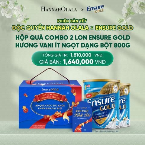  DEAL 8: [GIAO HÀNG TỪ 01/02/2026] PHIÊN BẢN TẾT ĐỘC QUYỀN HANNAH OLALA x ENSURE GOLD_HỘP QUÀ COMBO 2 LON ENSURE GOLD DẠNG BỘT 800G  (VANI ÍT NGỌT) 