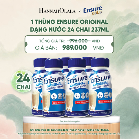  1 THÙNG ENSURE ORIGINAL DẠNG NƯỚC 24 CHAI 237ML DEAL 11: - A1560 