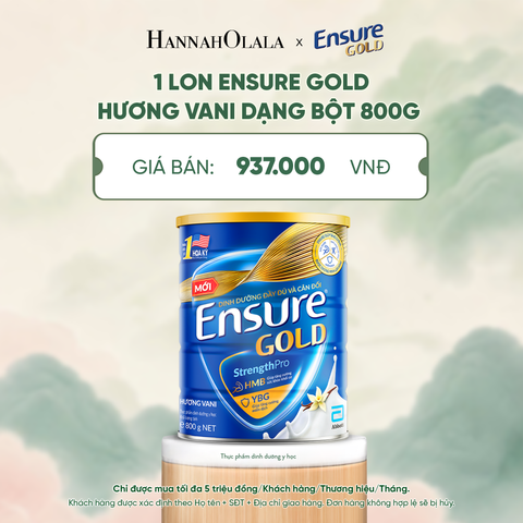  1 LON ENSURE GOLD HƯƠNG VANI DẠNG BỘT 800G DEAL 1: - A1558 