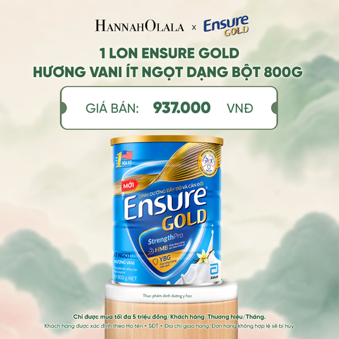  1 LON ENSURE GOLD HƯƠNG VANI ÍT NGỌT DẠNG BỘT 800G DEAL 2: - A1562 