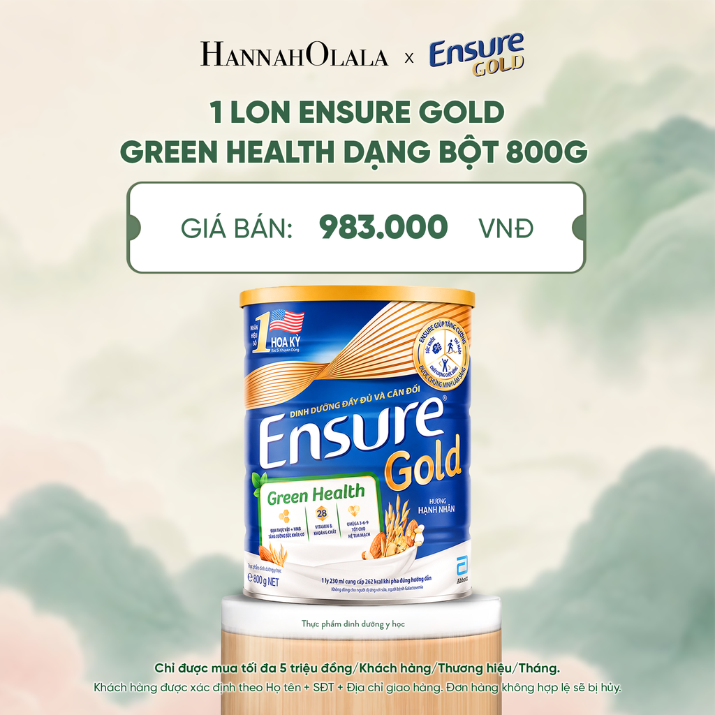  1 LON ENSURE GOLD GREEN HEALTH DẠNG BỘT 800G DEAL 3: - A1563 